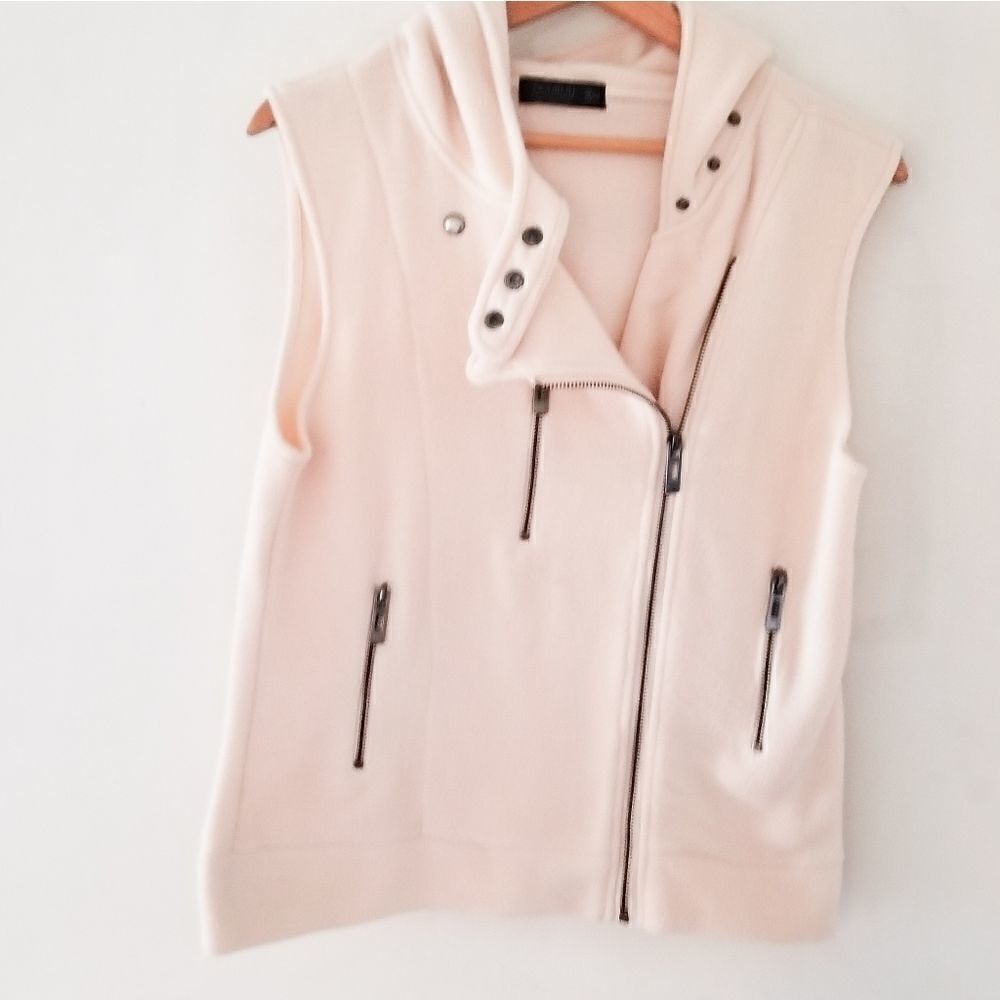 Doublju hooded fleece asymmetrical zip